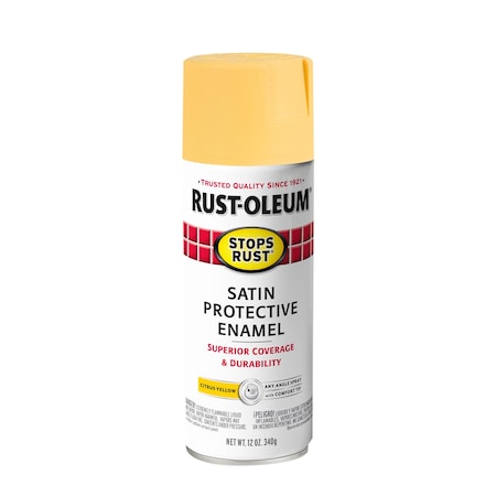 Rust-Oleum Spray Paint, Citrus Yellow, Satin, Oil, 12 oz 365144